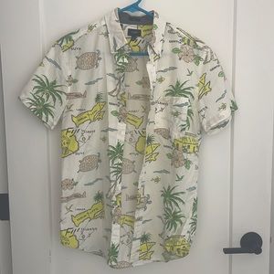 J Crew Short Sleeve Printed Button Down - Turtle print Slim S